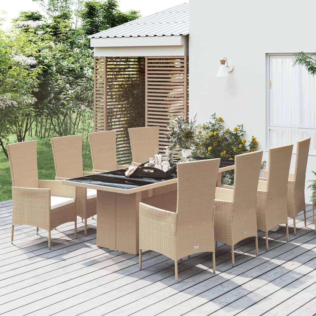 5-delige Tuinset met kussens poly rattan beige