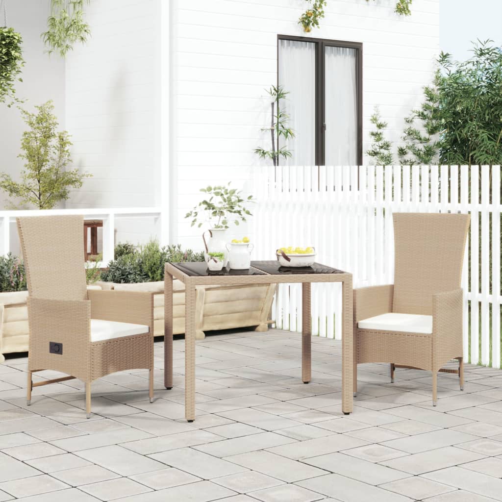 11-delige Tuinset met kussens poly rattan beige