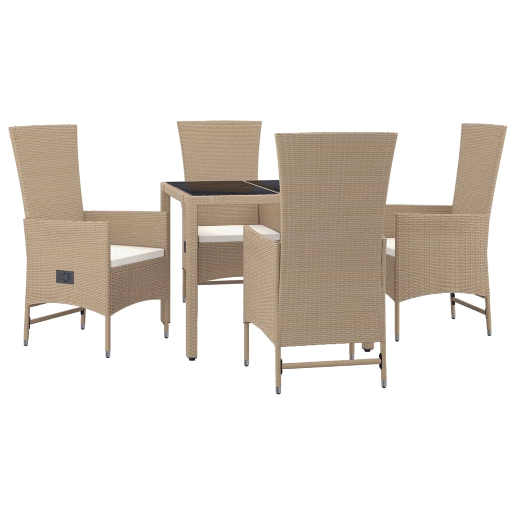 11-delige Tuinset met kussens poly rattan beige