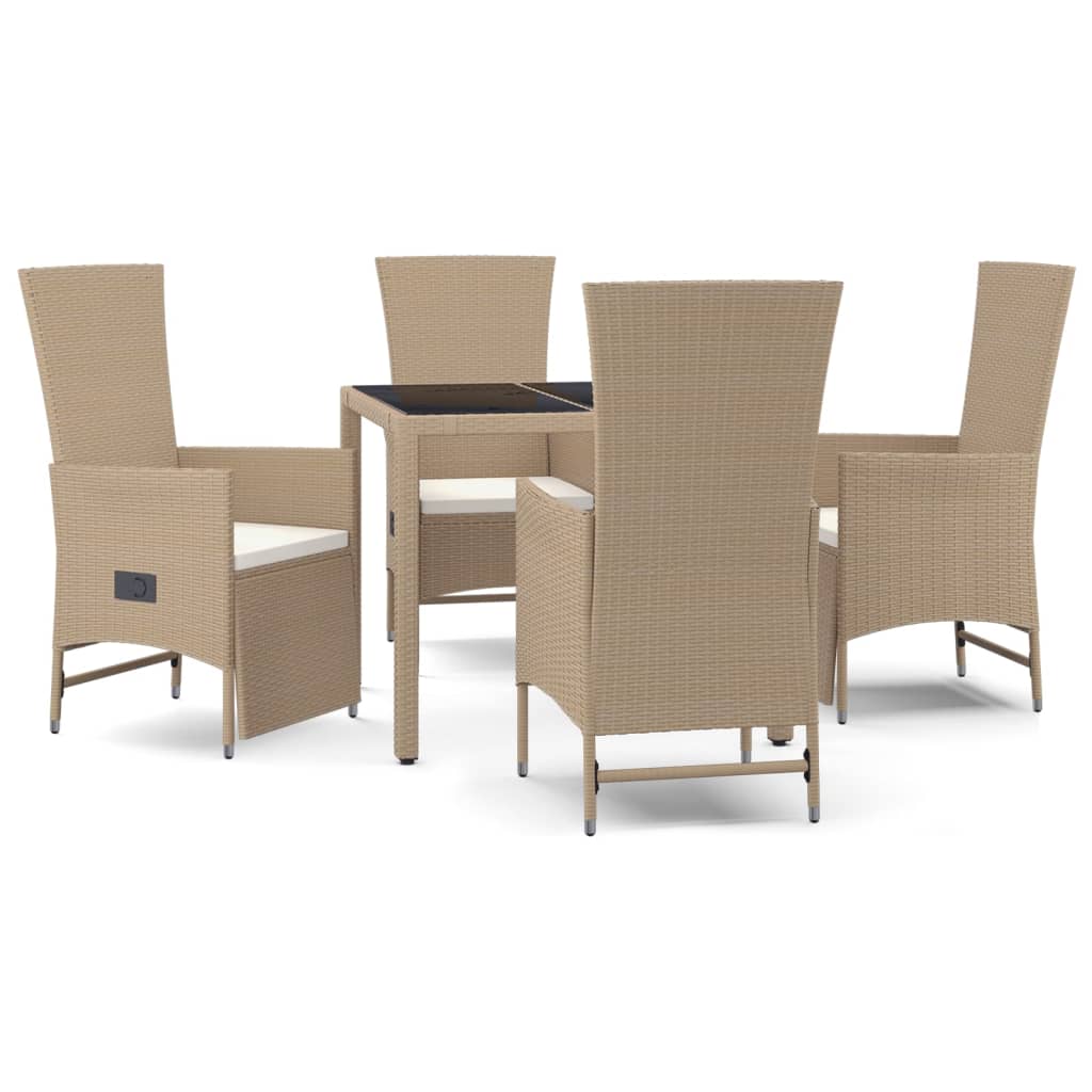 11-delige Tuinset met kussens poly rattan beige