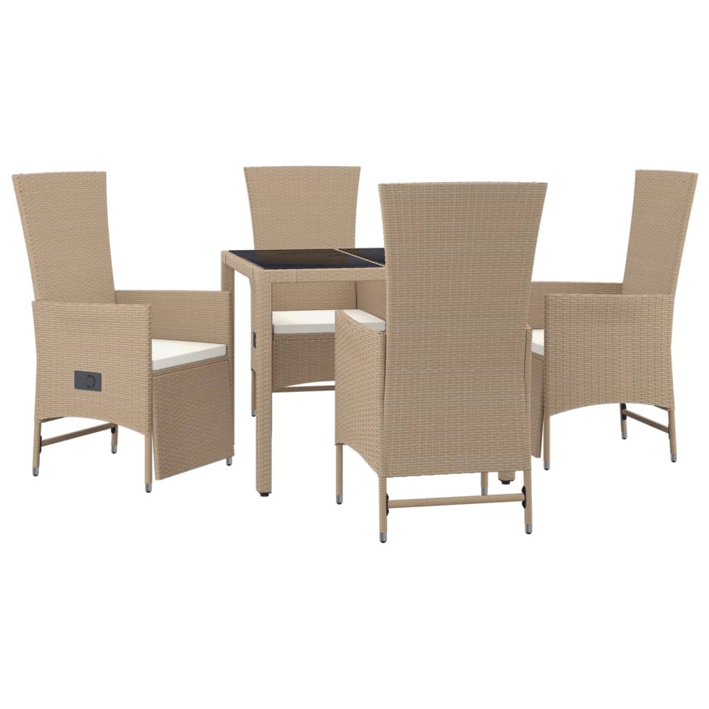 11-delige Tuinset met kussens poly rattan beige