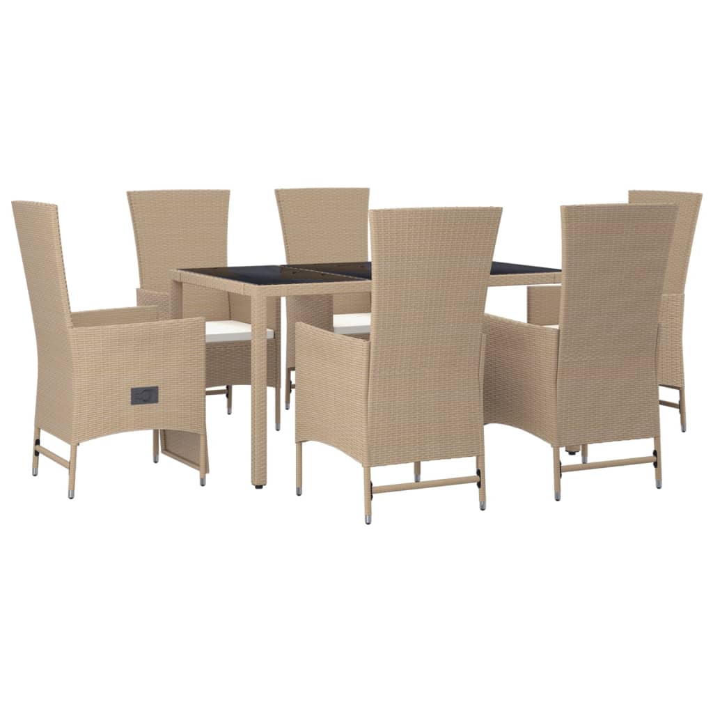 11-delige Tuinset met kussens poly rattan beige