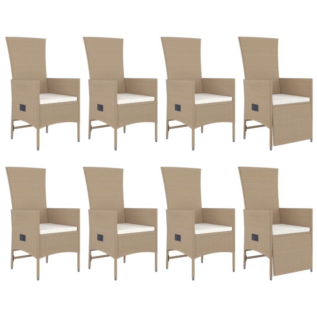 11-delige Tuinset met kussens poly rattan beige