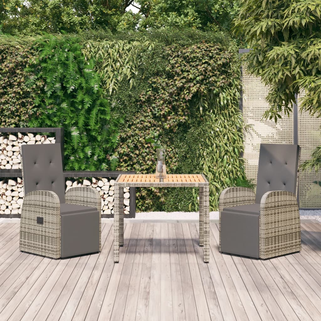 5-delige Tuinset met kussens poly rattan grijs