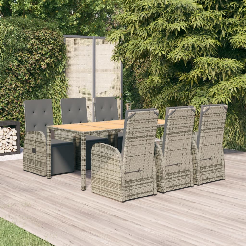 5-delige Tuinset met kussens poly rattan grijs