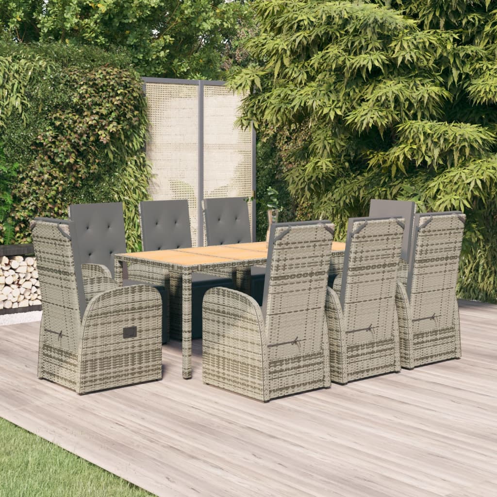 5-delige Tuinset met kussens poly rattan grijs