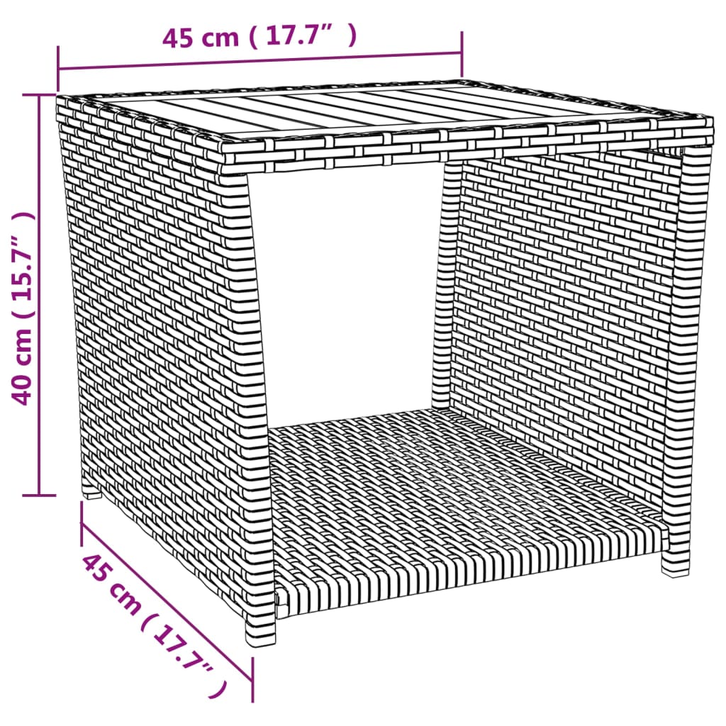 3-delige Loungeset poly rattan en massief acaciahout