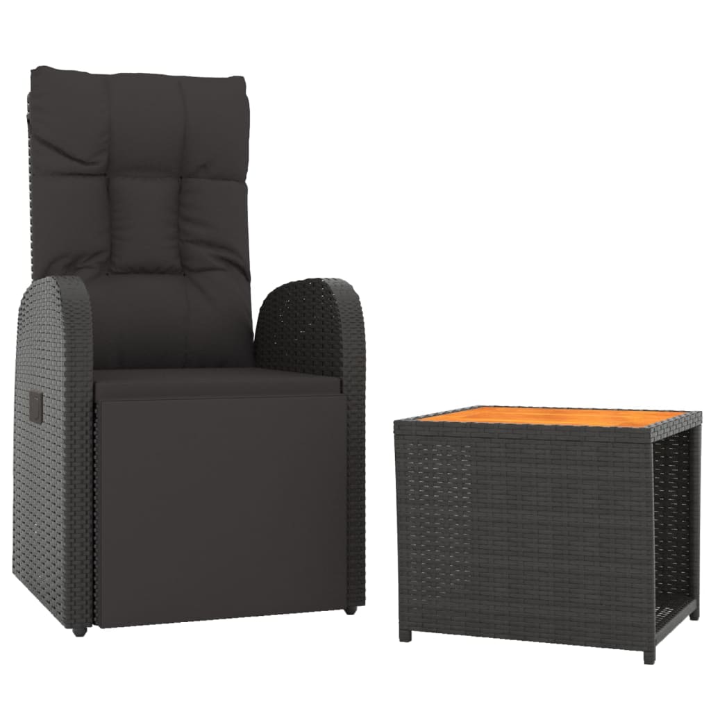 2-delige Loungeset poly rattan en staal zwart