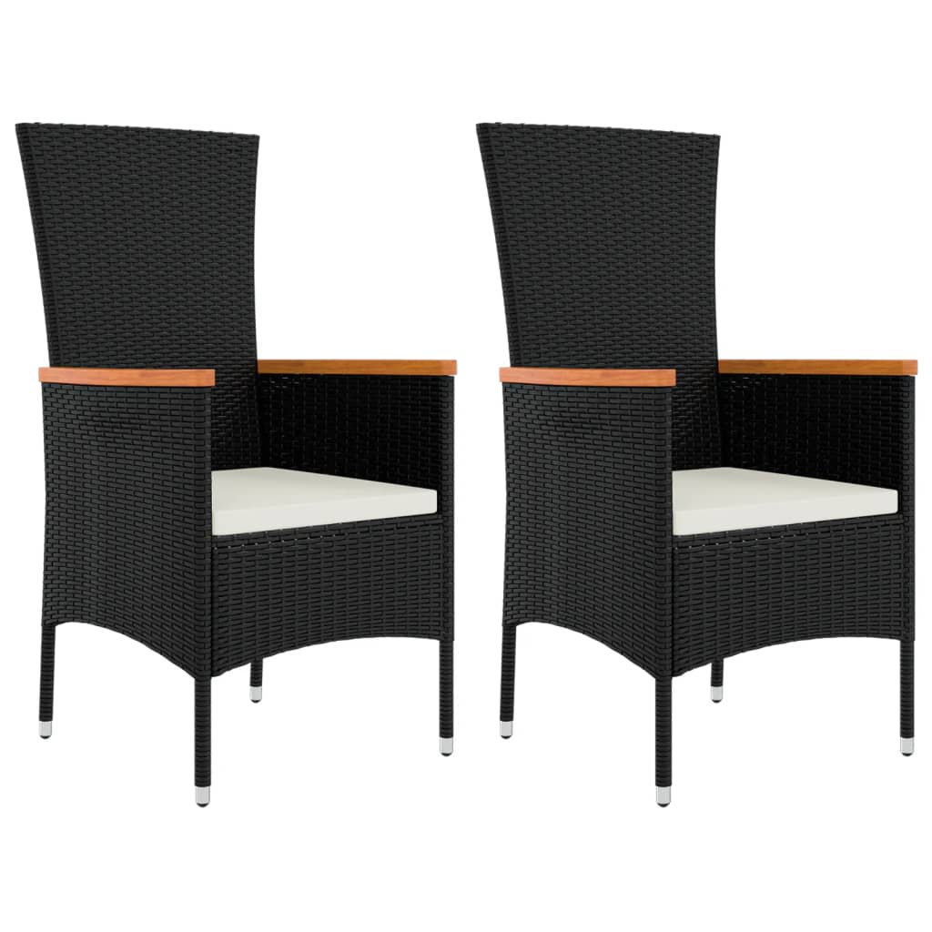 3-delige Loungeset poly rattan en massief acaciahout