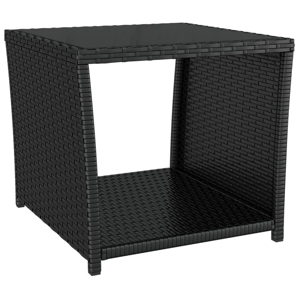 3-delige Loungeset poly rattan en massief acaciahout