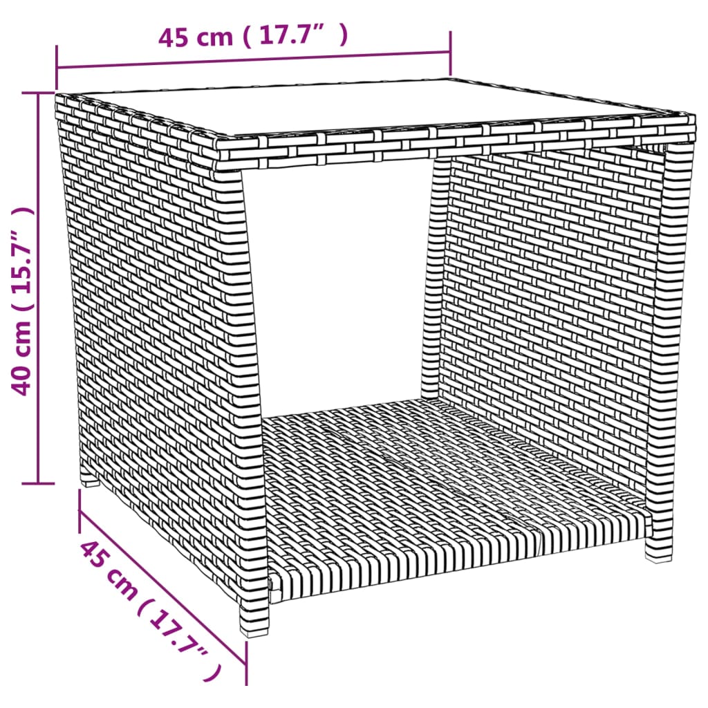 3-delige Loungeset poly rattan en massief acaciahout