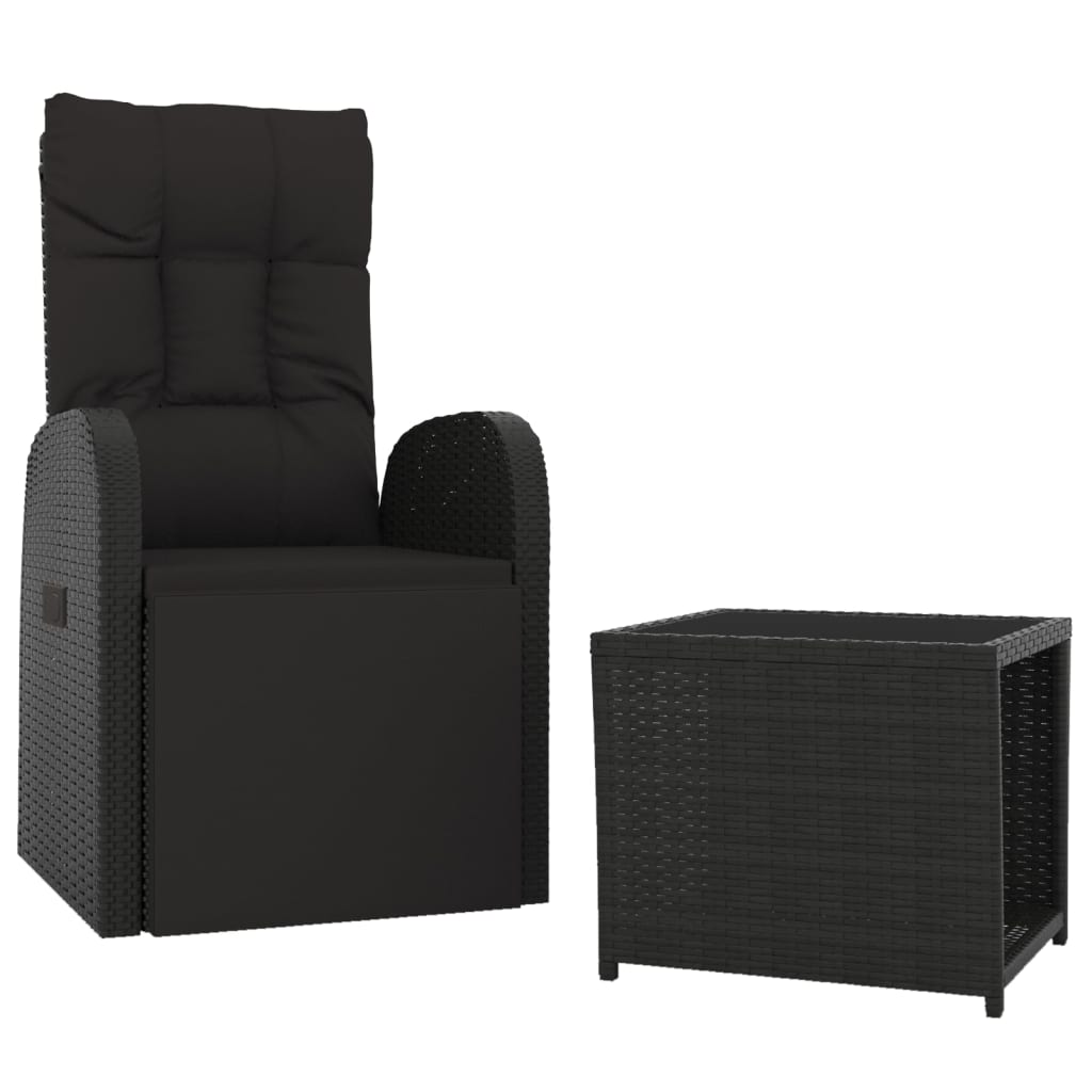 2-delige Loungeset poly rattan en staal zwart