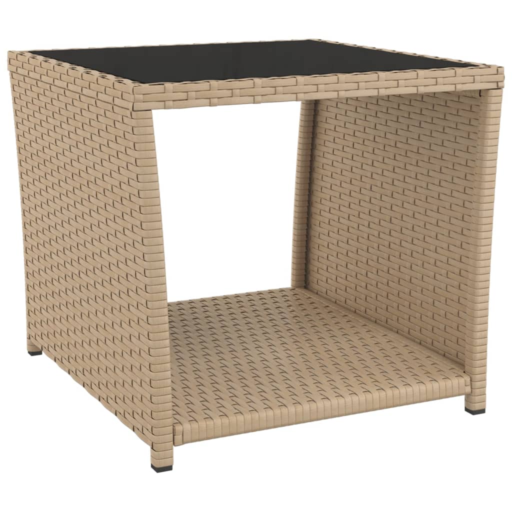 3-delige Loungeset poly rattan en staal beige