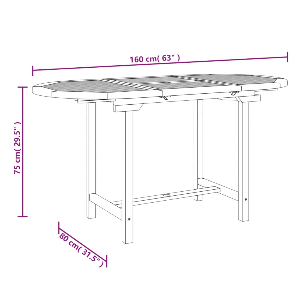 Table de jardin extensible 150-200x100x75 cm en teck massif