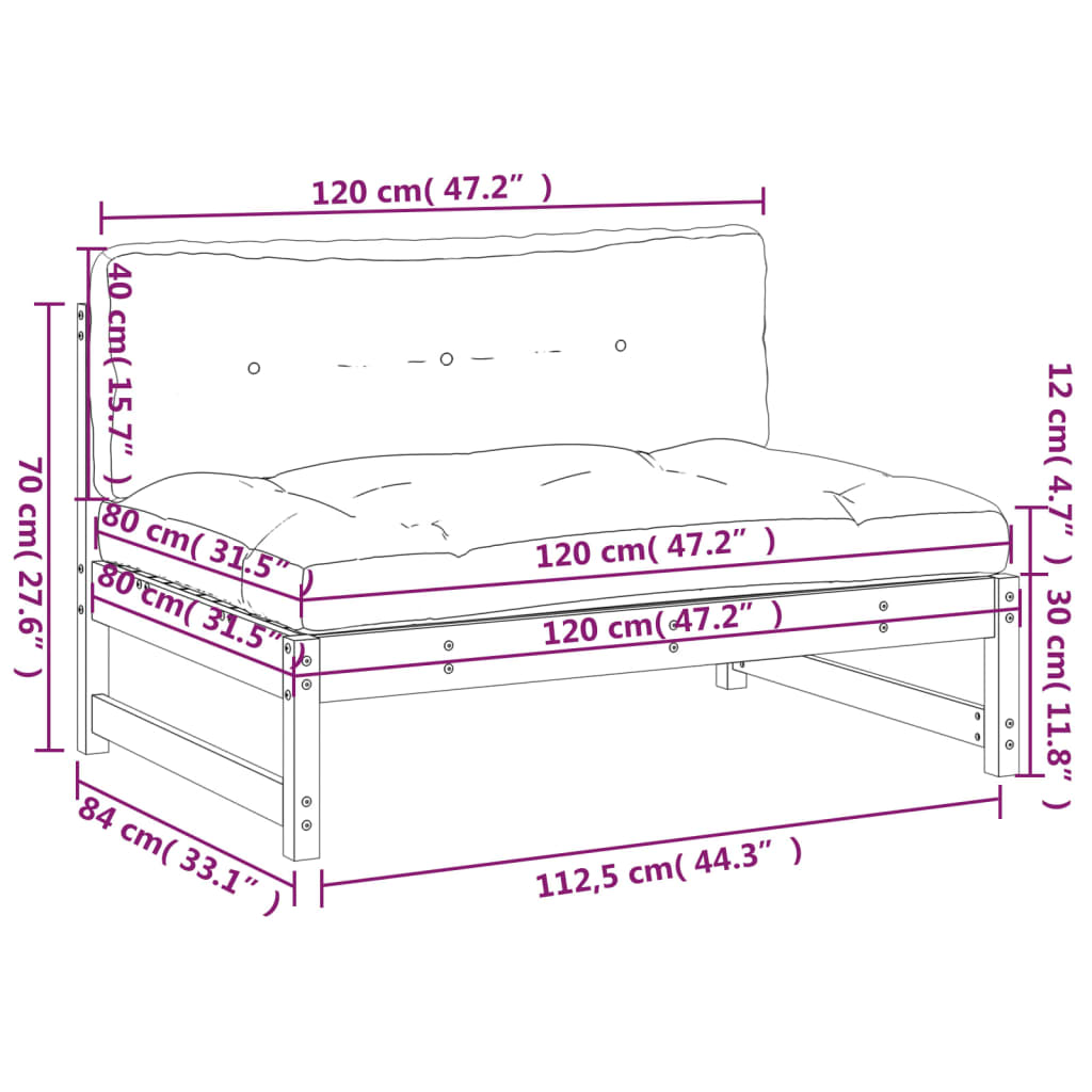 Middenbank 120x80 cm massief