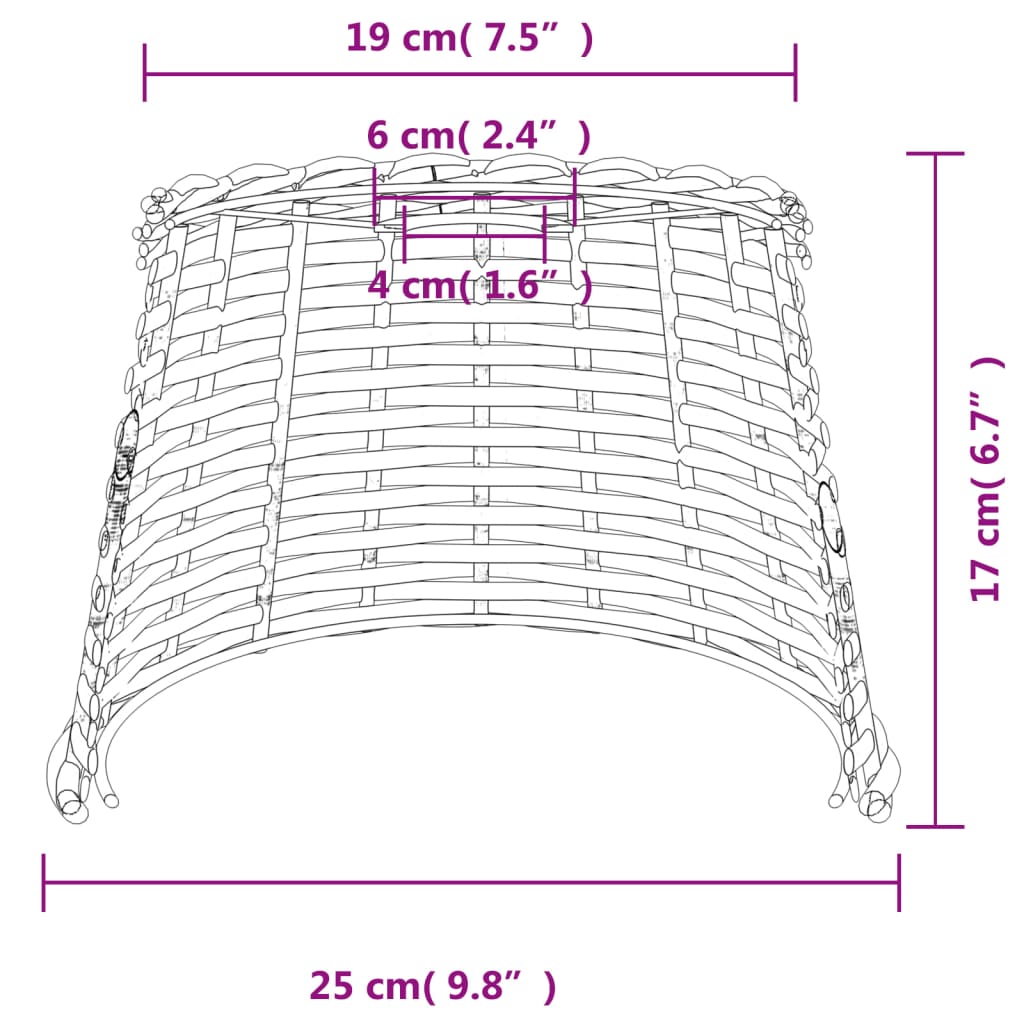 Plafondlampenkap Ø30x20 cm wicker