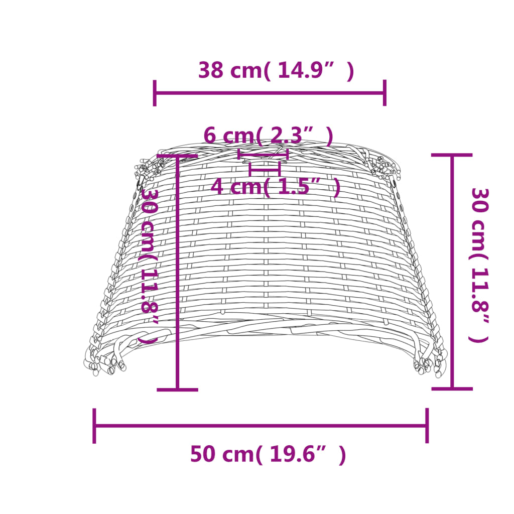 Plafondlampenkap Ø30x20 cm wicker