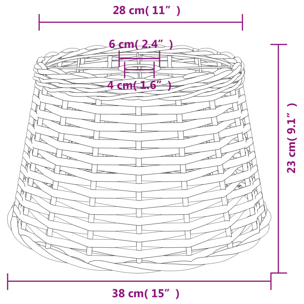 Plafondlampenkap Ø30x20 cm wicker