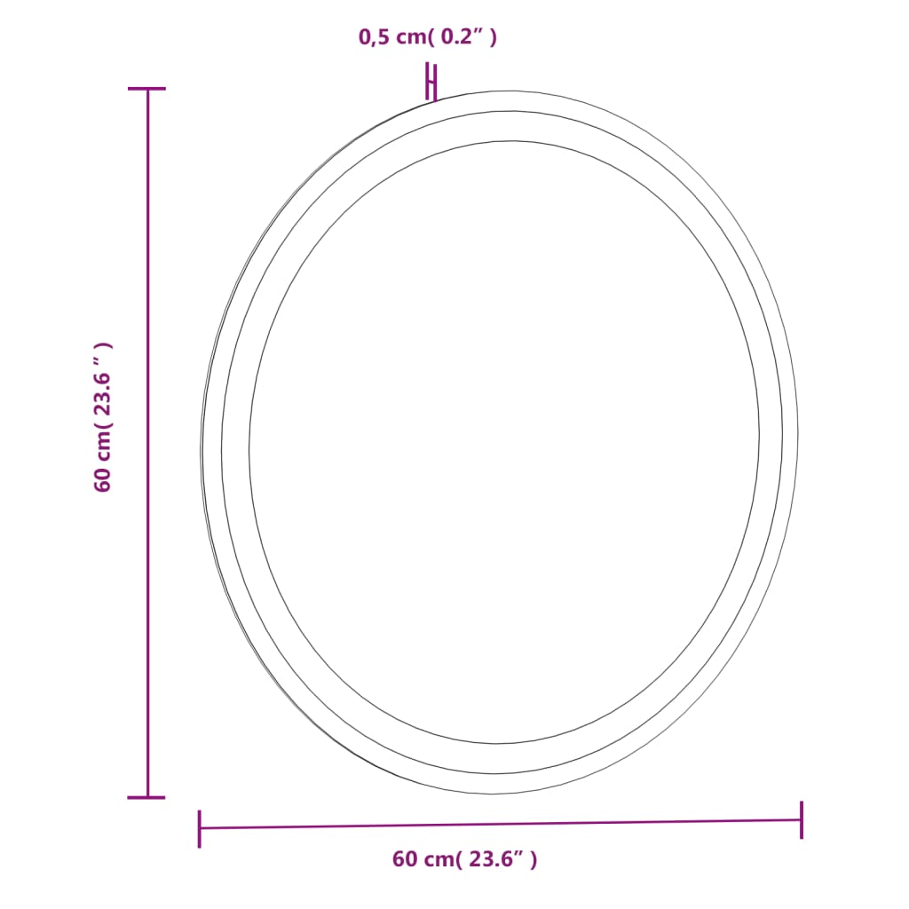 Badkamerspiegel LED rond 60 cm