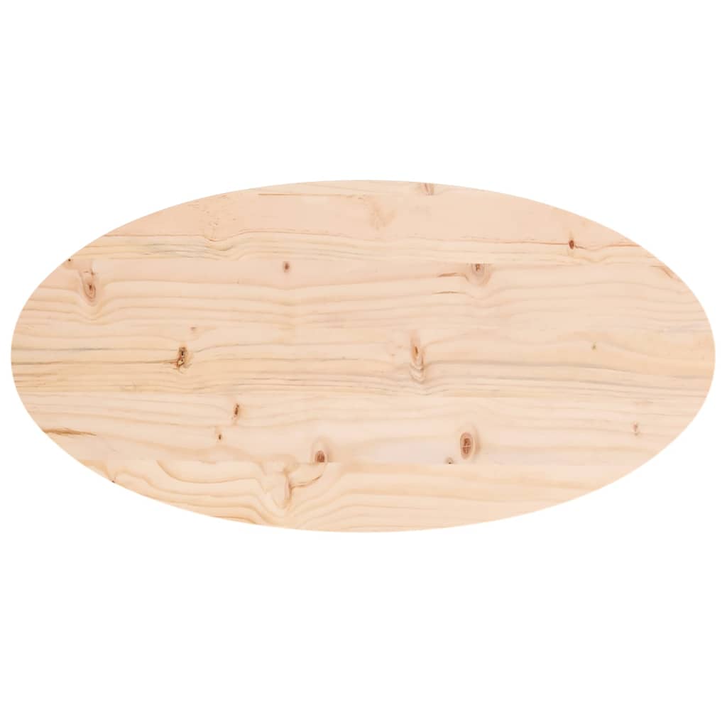 Plateau de table ovale 100x50x2,5 cm en bois de pin massif