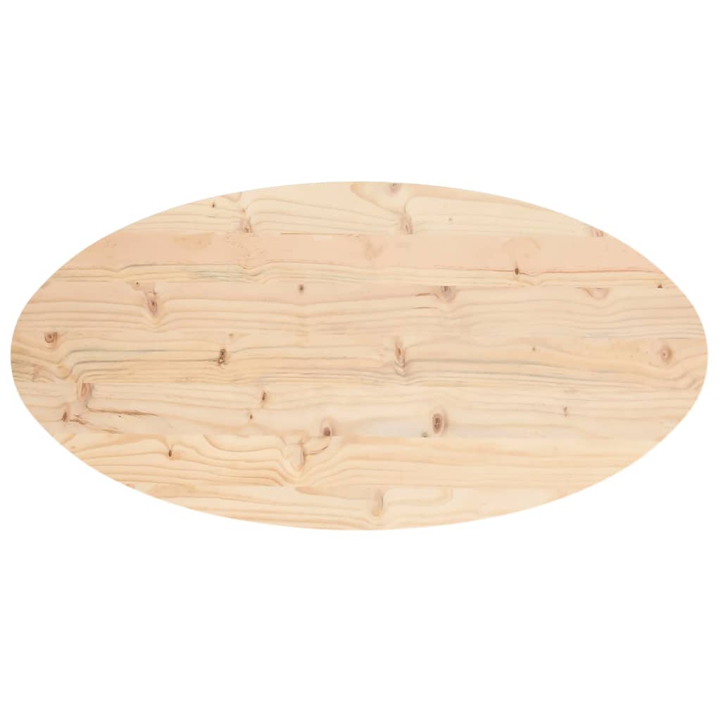 Plateau de table ovale 100x50x2,5 cm en bois de pin massif