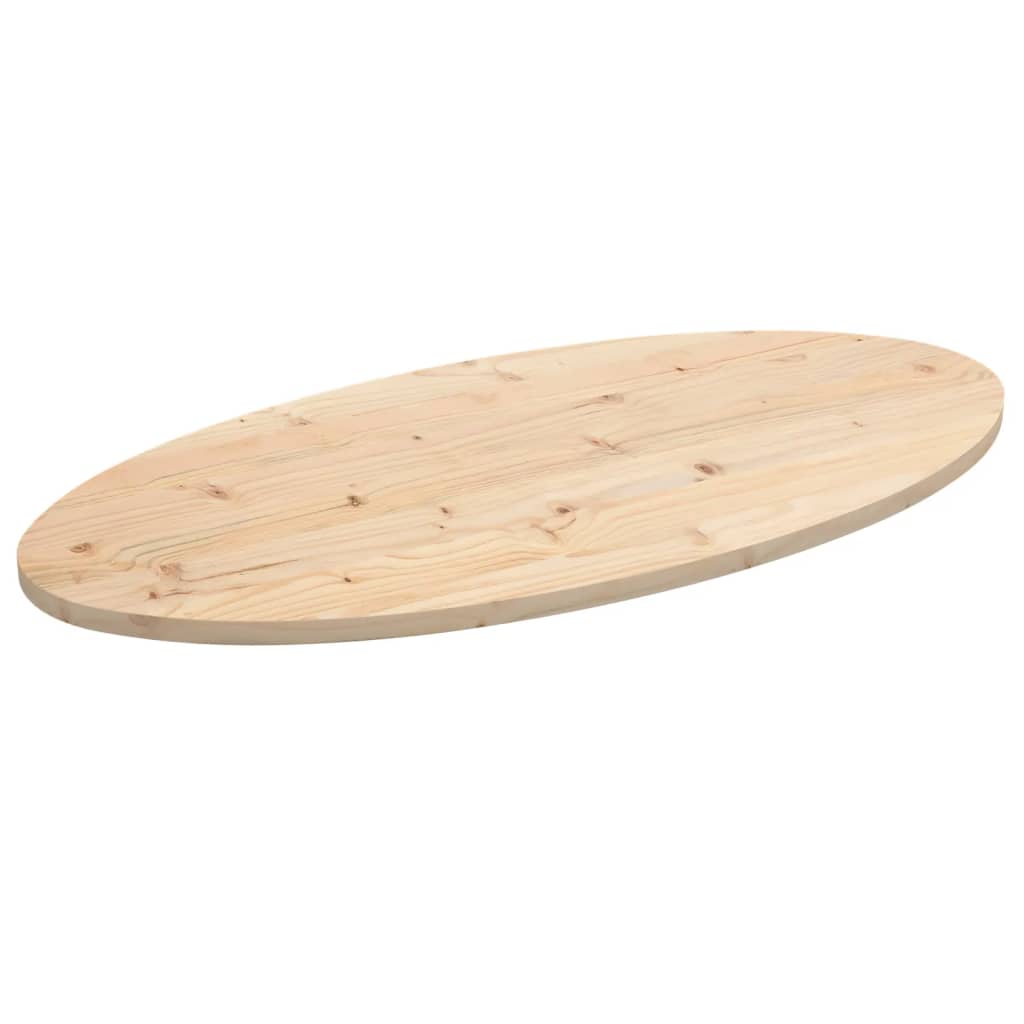 Plateau de table ovale 100x50x2,5 cm en bois de pin massif