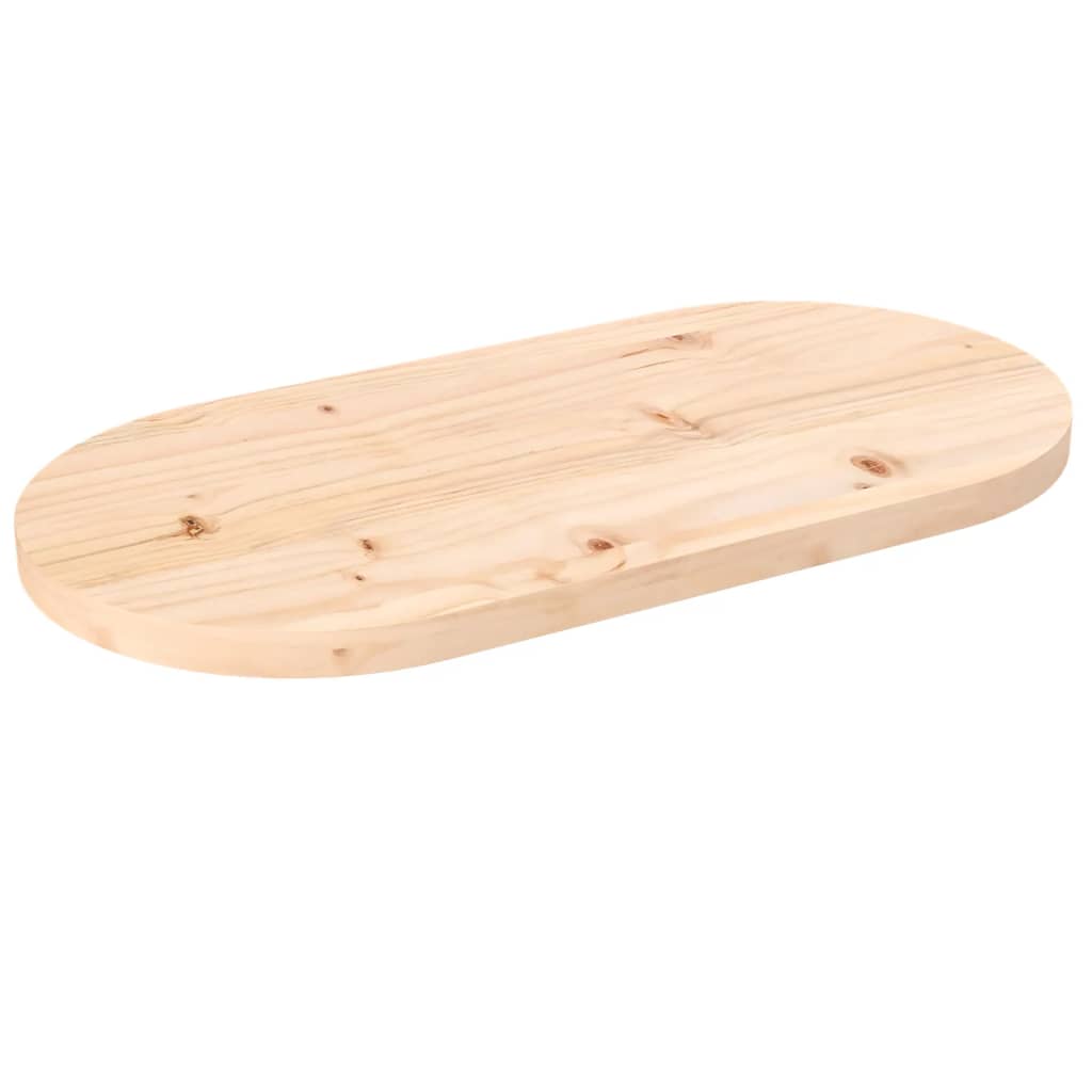 Plateau de table ovale 70x35x2,5 cm en bois de pin massif