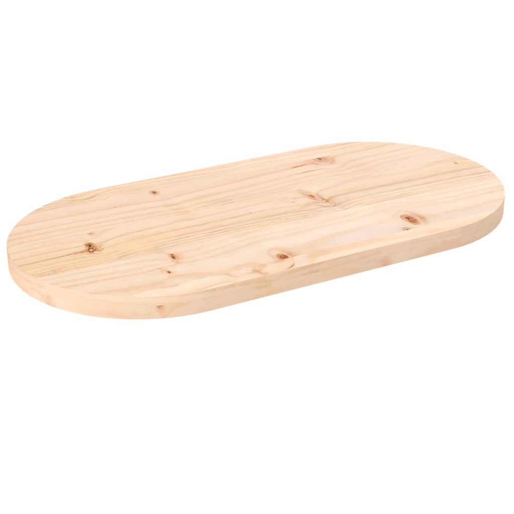 Plateau de table ovale 70x35x2,5 cm en bois de pin massif