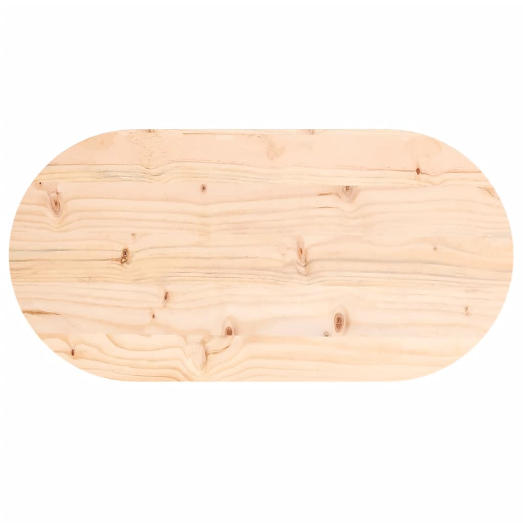 Plateau de table ovale 70x35x2,5 cm en bois de pin massif