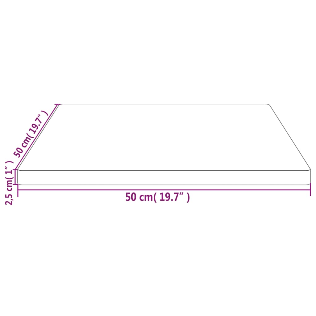 Plateau de table carré 50x50x2,5 cm en pin massif