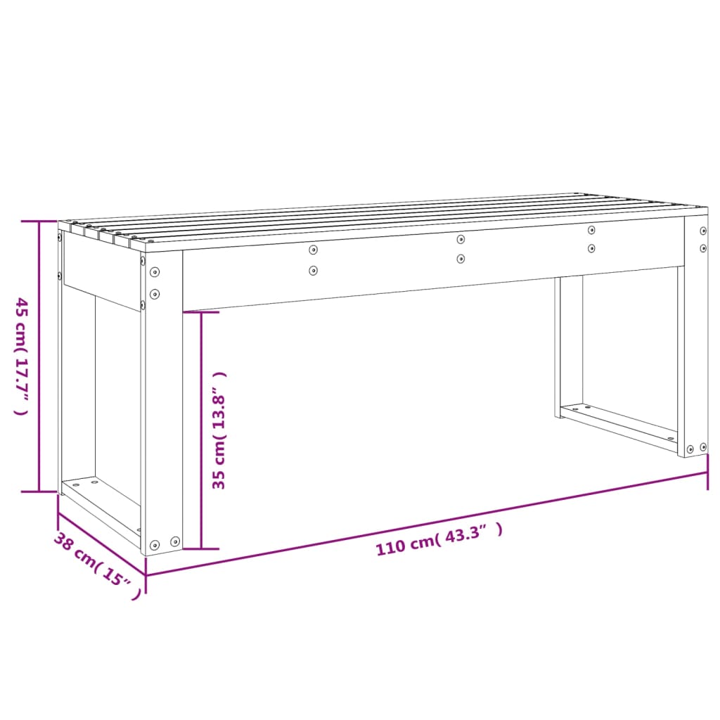 Tuinbank 110x38x45 cm massief