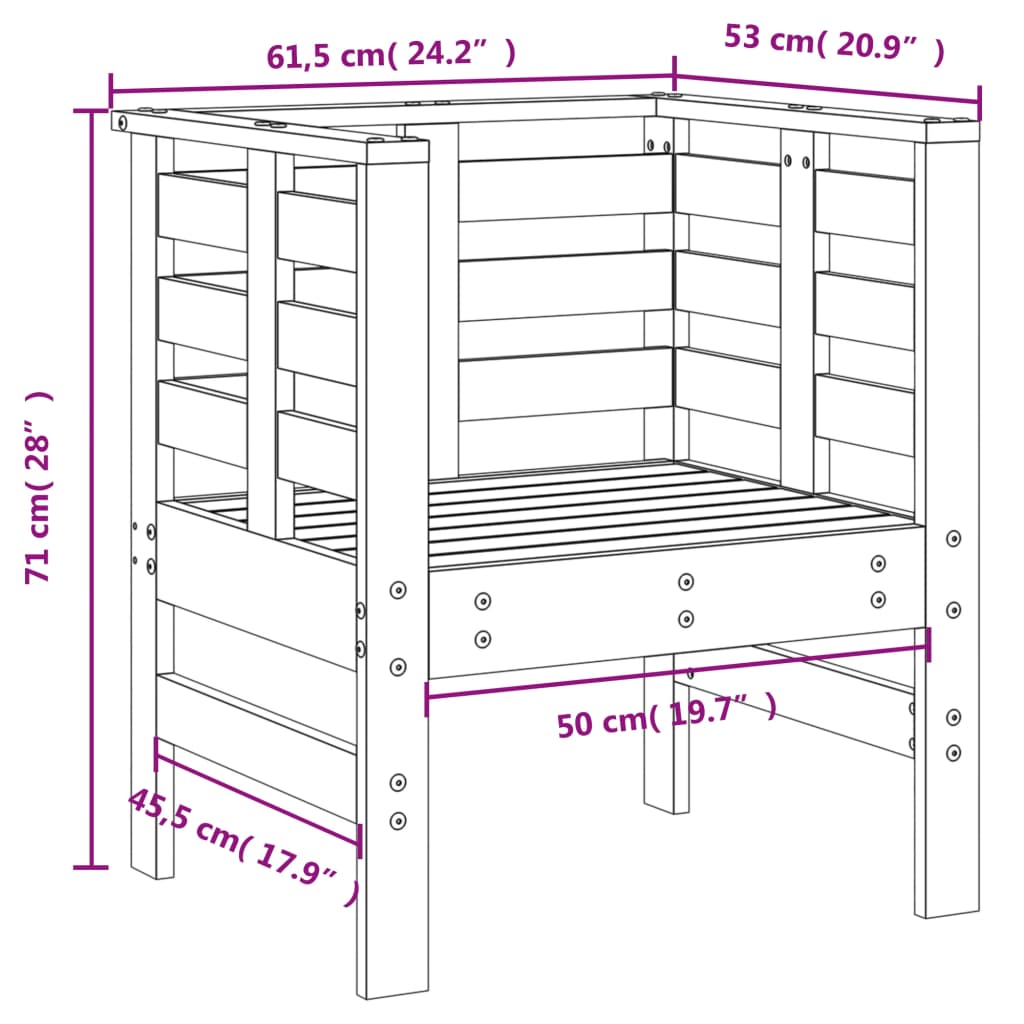 Chaises de jardin 2 pcs 61,5x53x71 cm solide