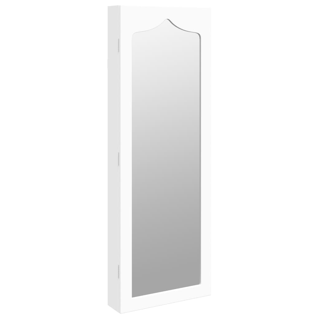 Armoire à bijoux avec miroir mural 37,5x10x106 cm blanc