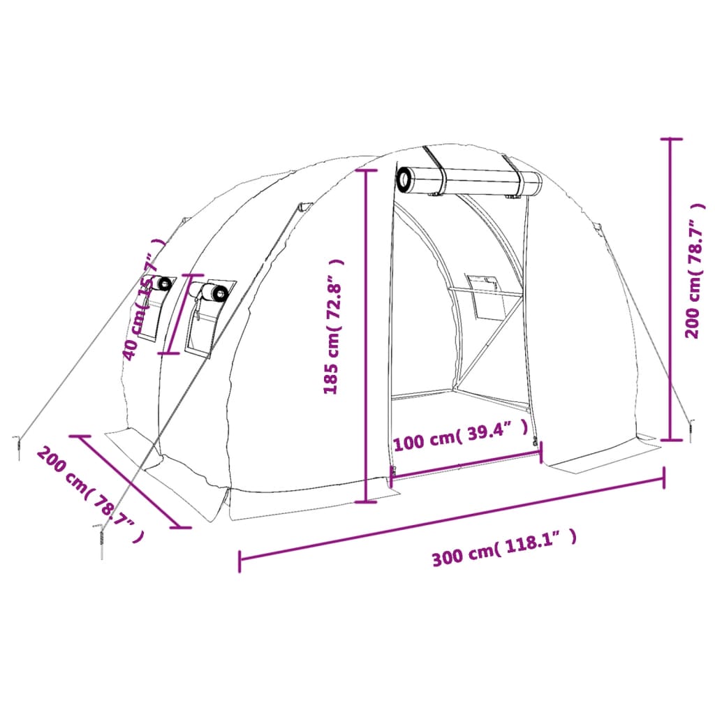 Tuinkas met stalen frame 18 m² 6x3x2 m