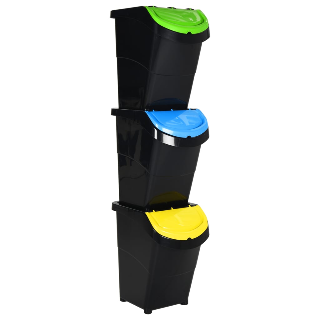 Poubelles avec couvercles empilables 3 pcs PP 120 L