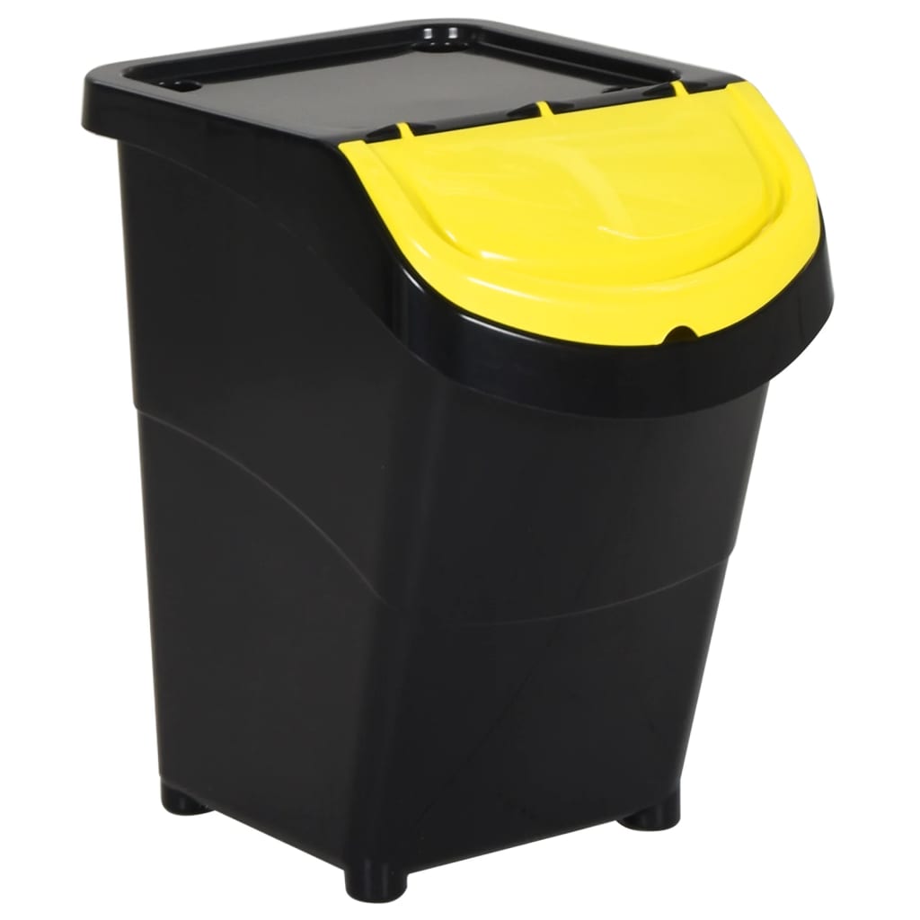 Poubelles avec couvercles empilables 3 pcs PP 120 L