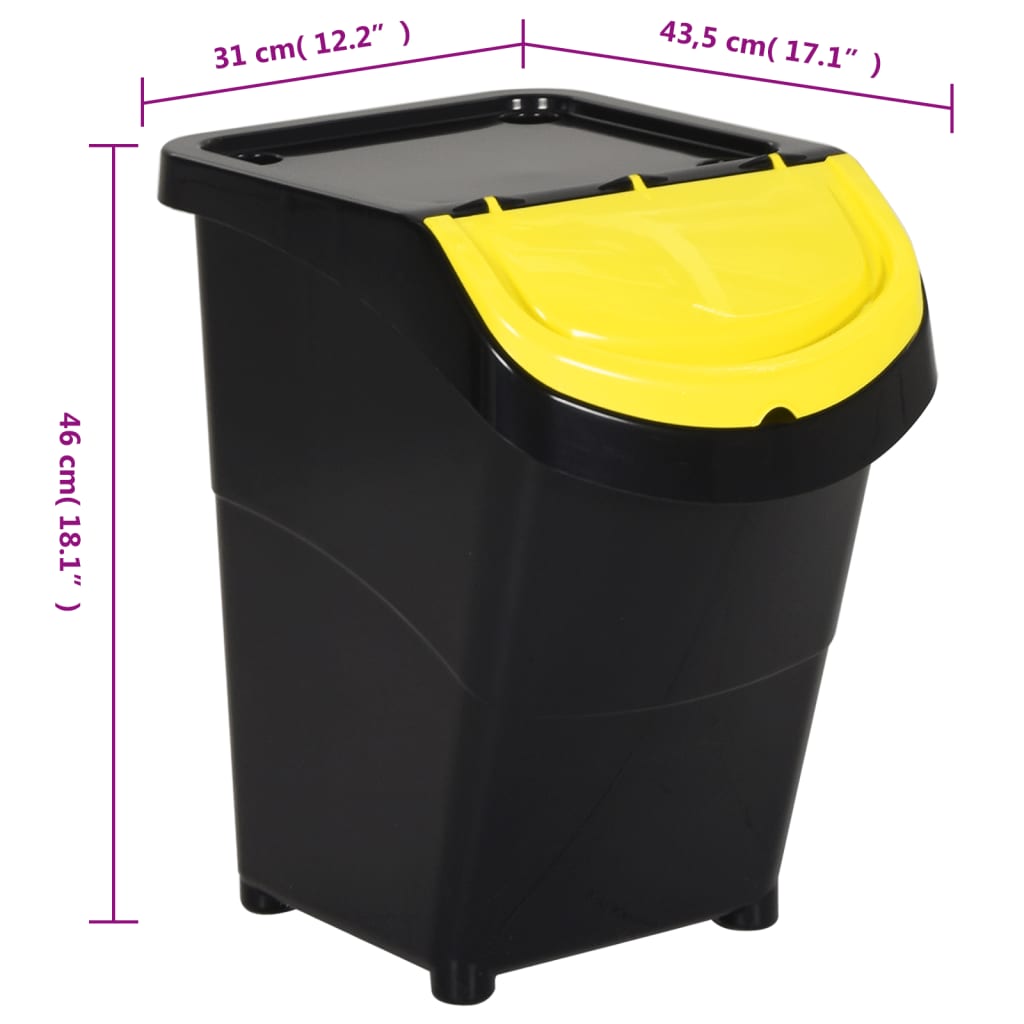 Poubelles avec couvercles empilables 3 pcs PP 120 L