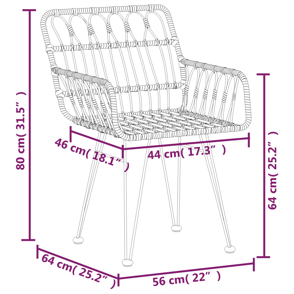 3-delige Tuinset poly rattan