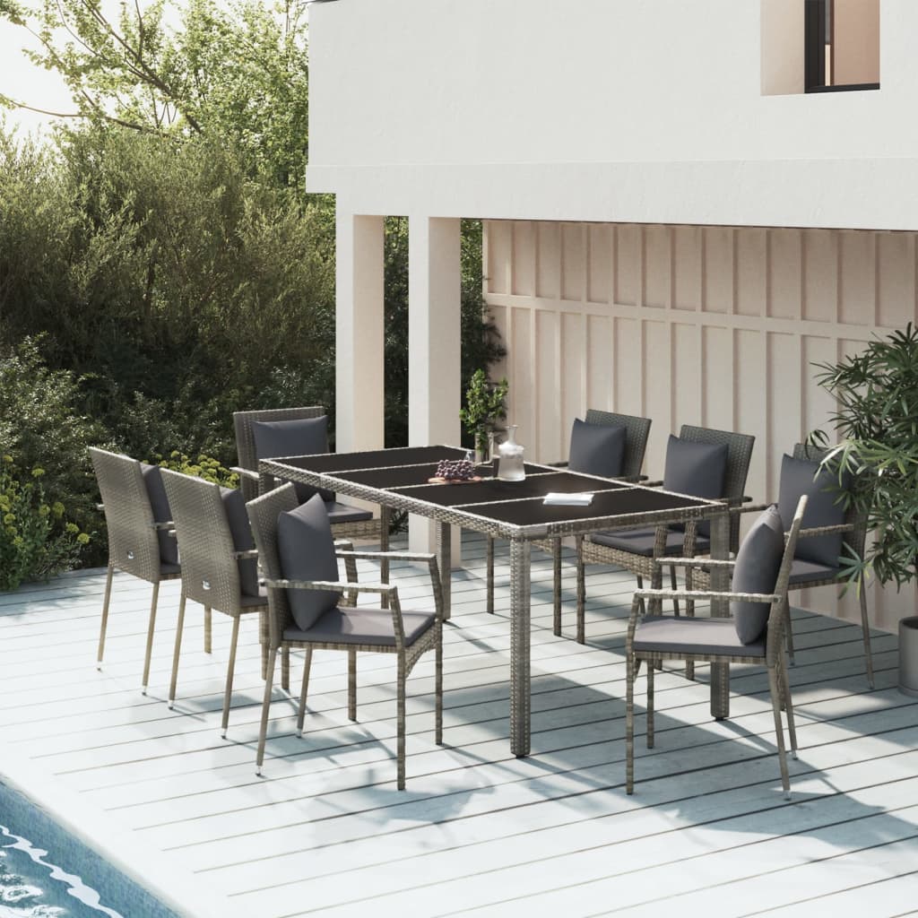 5-delige Tuinset met kussens poly rattan