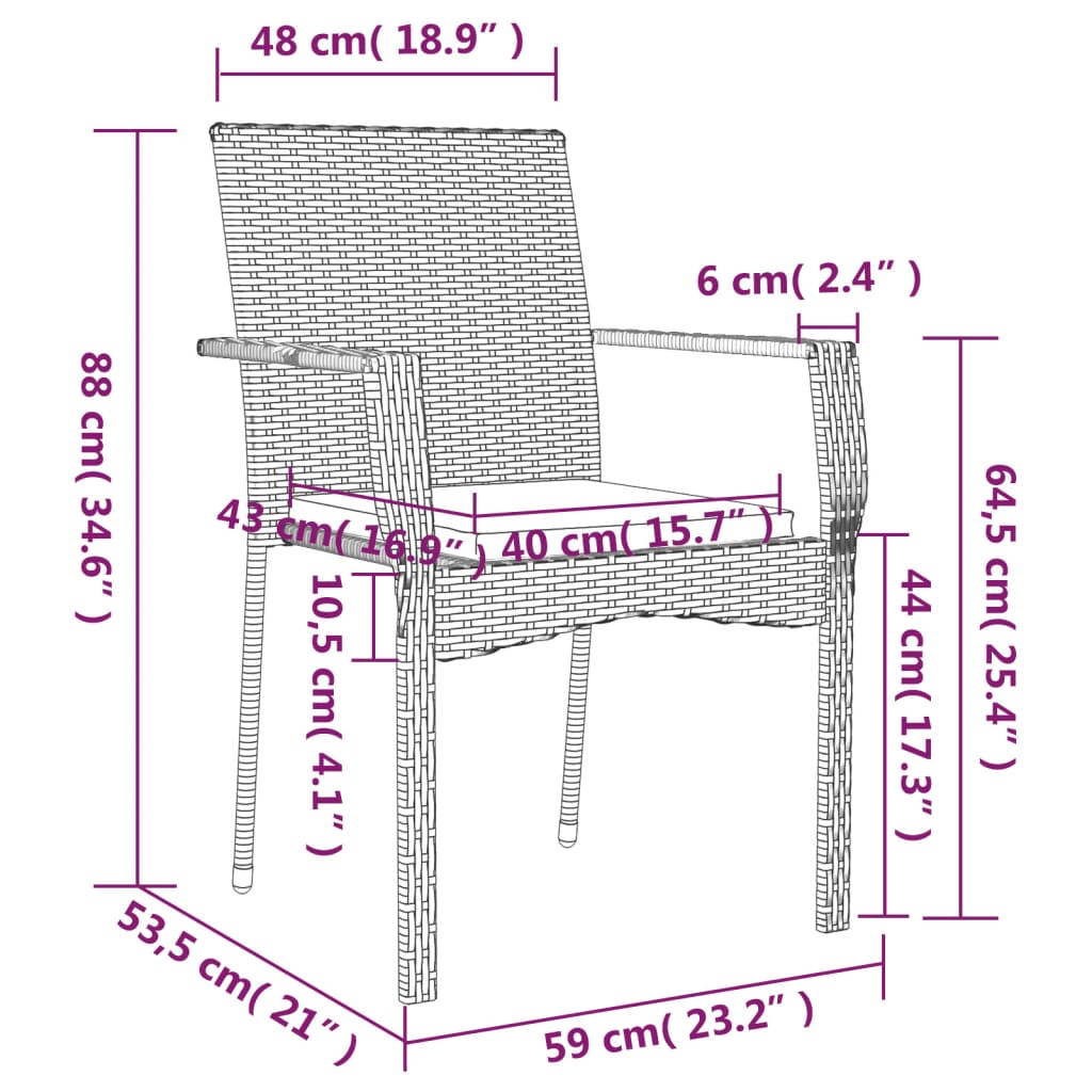 5-delige Tuinset met kussens poly rattan