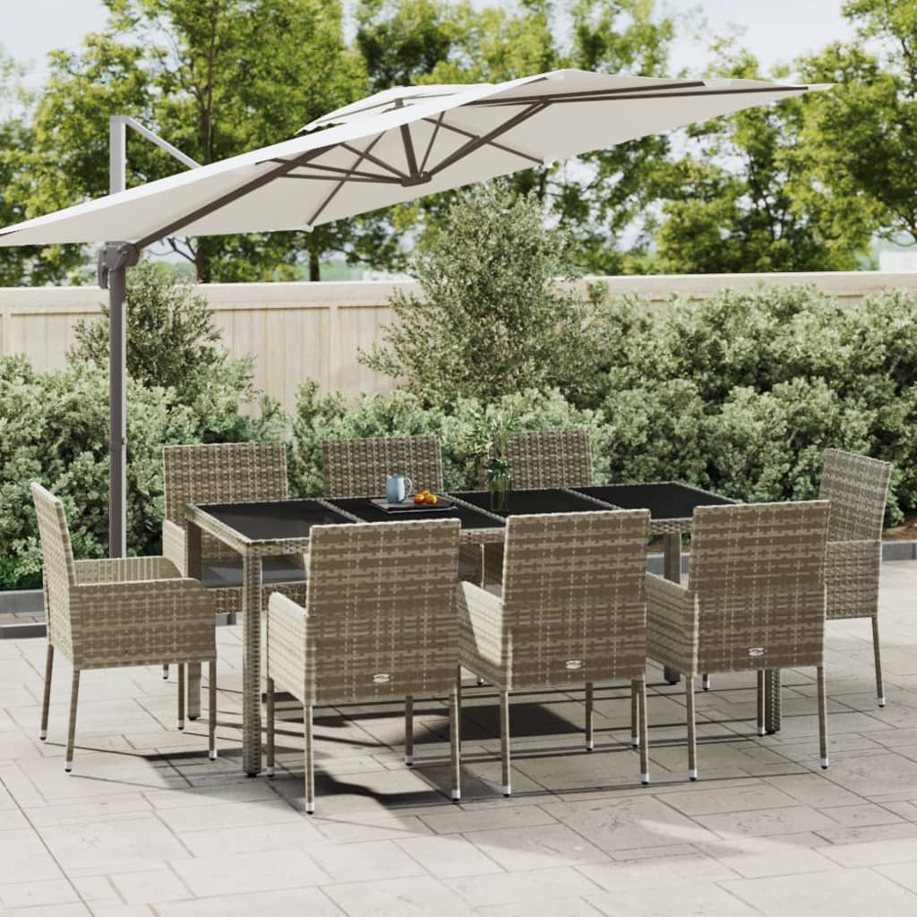 9-delige Tuinset met kussens poly rattan