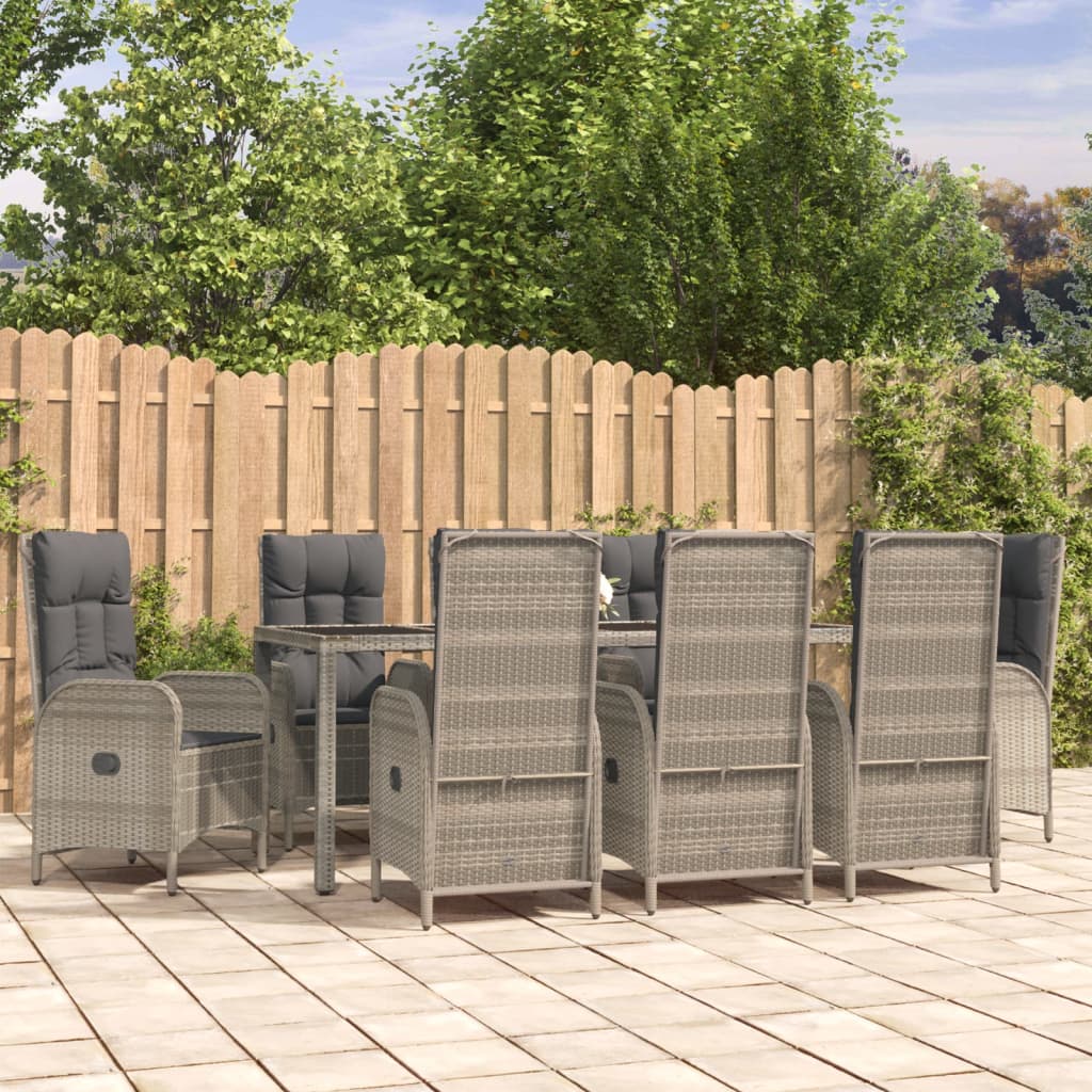 3-delige Tuinset met kussens poly rattan grijs