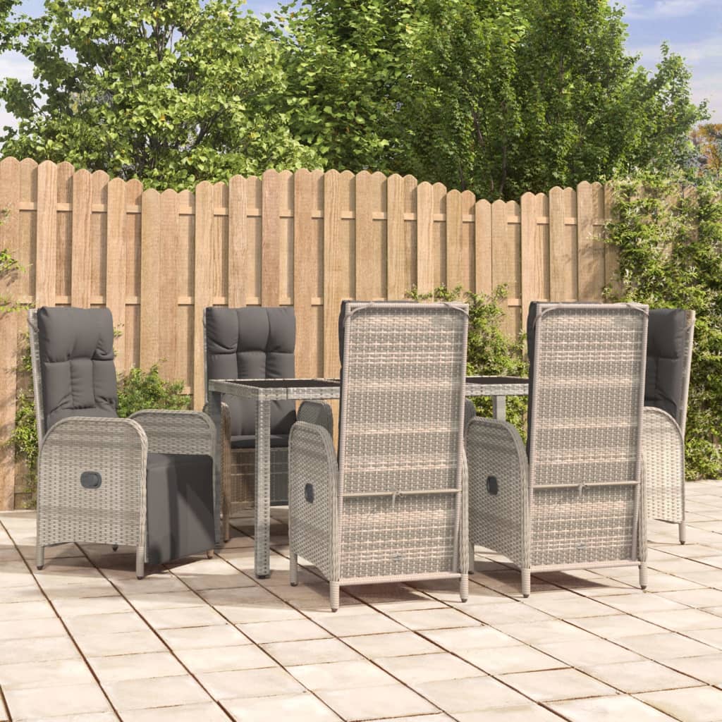 3-delige Tuinset met kussens poly rattan grijs