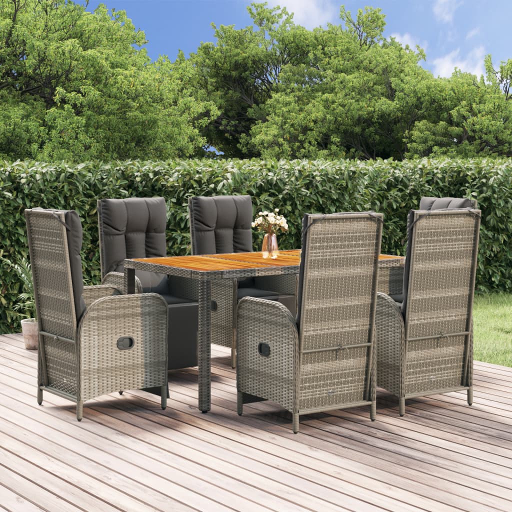 3-delige Tuinset met kussens poly rattan grijs