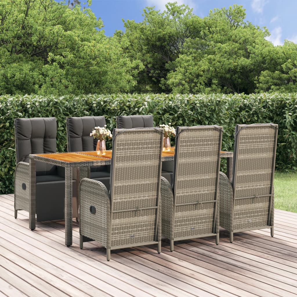 3-delige Tuinset met kussens poly rattan grijs