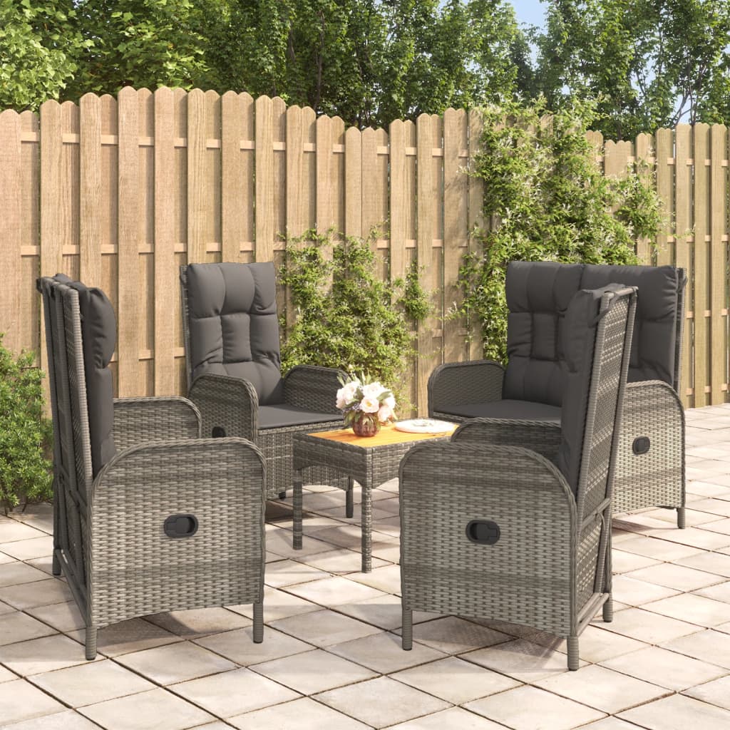 5-delige Tuinset met kussens poly rattan