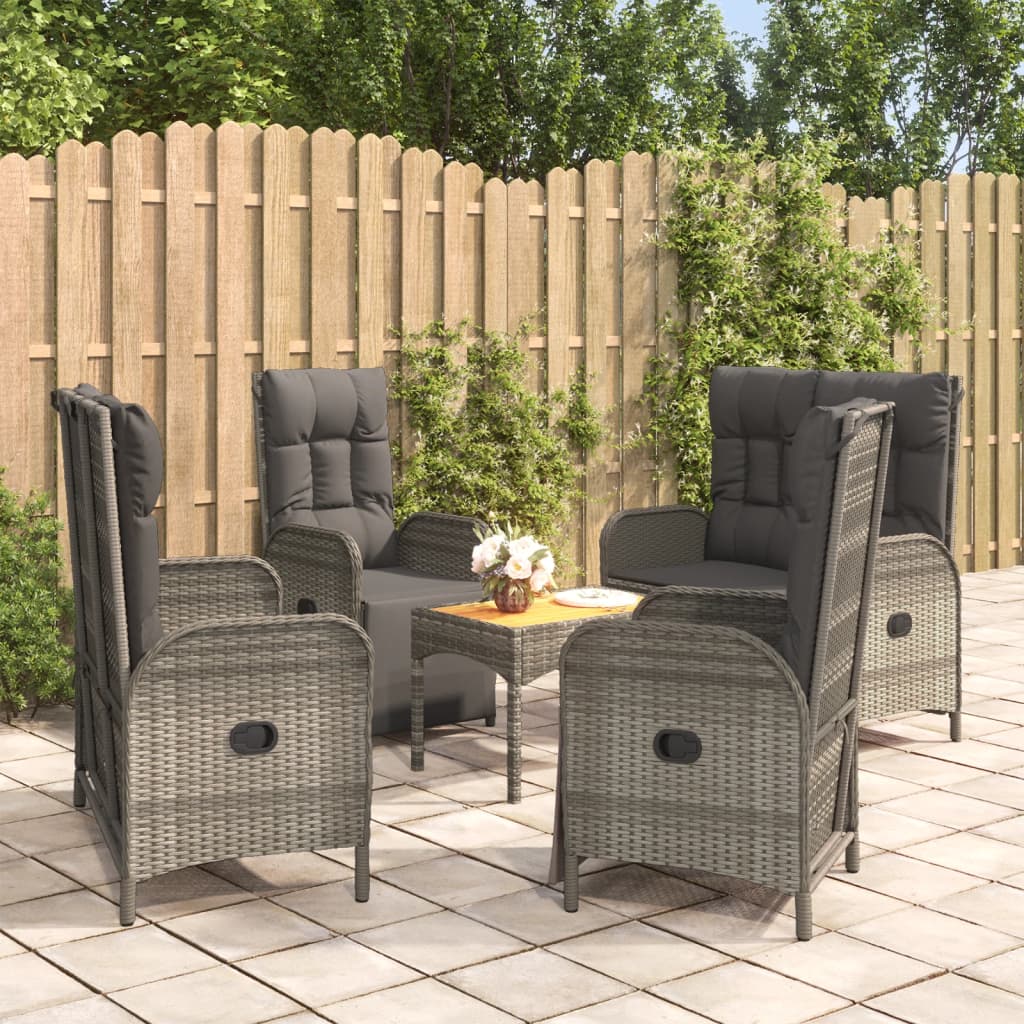 5-delige Tuinset met kussens poly rattan