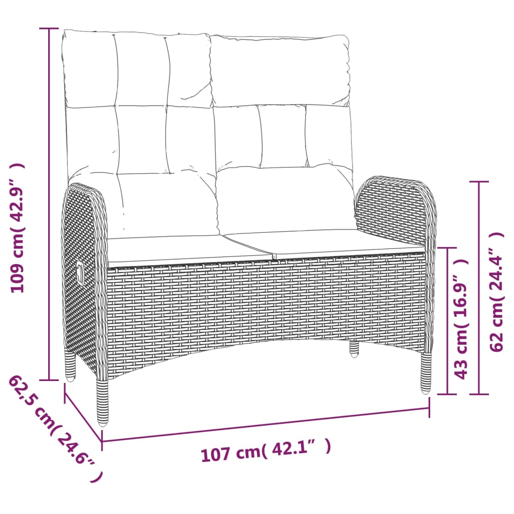 5-delige Tuinset met kussens poly rattan