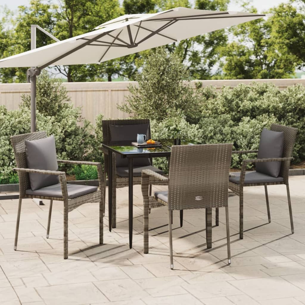 5-delige Tuinset met kussens poly rattan