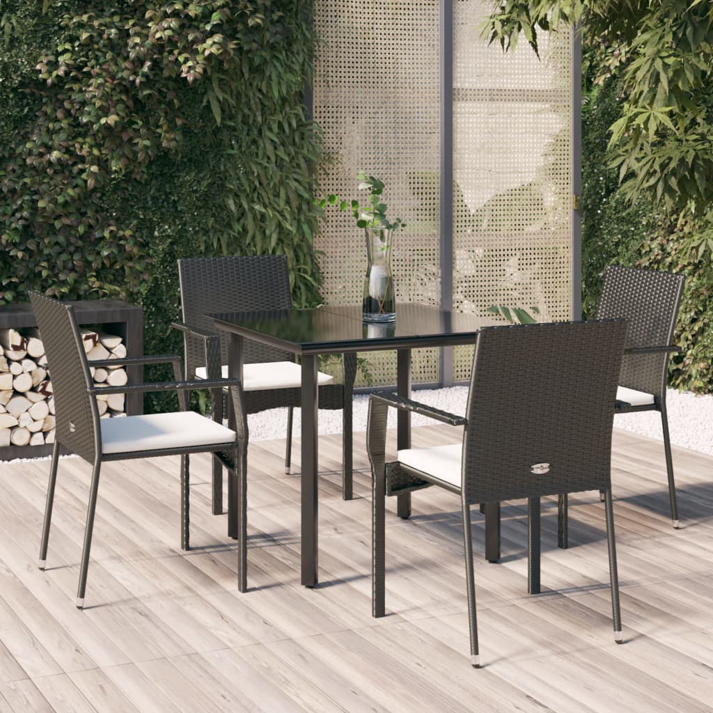 5-delige Tuinset met kussens poly rattan